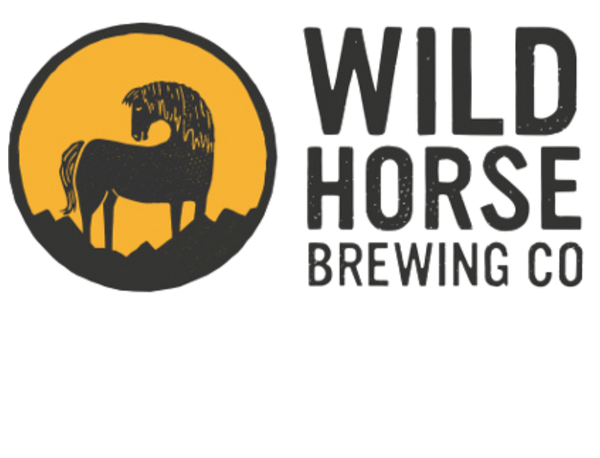 Wild Horse Brewing Co logo with a horse silhouette on a yellow background